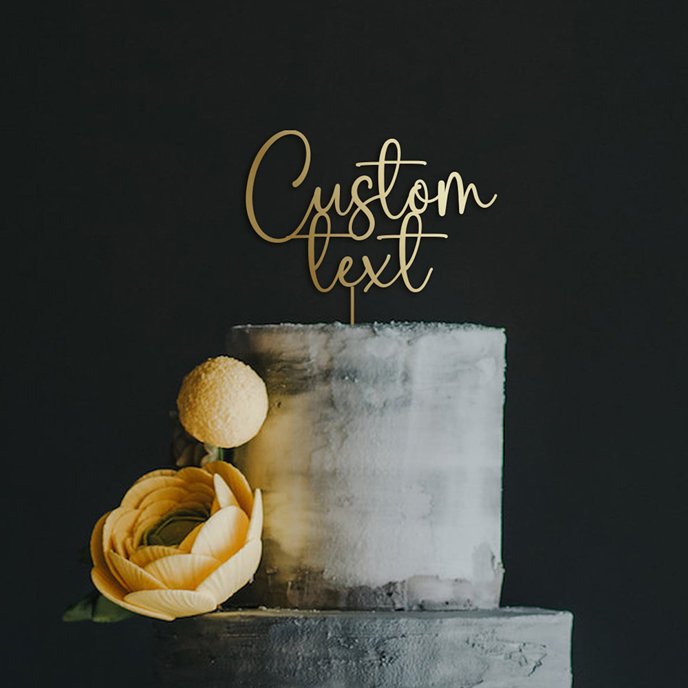 Wedding Ceremony Supply - Topper kue akrilik emas teks kustom