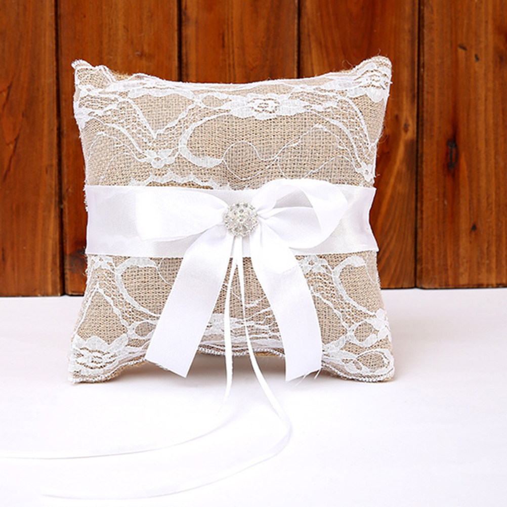 Wedding Ceremony Supply - 1Set Bantal Cincin Pernikahan Renda Linen