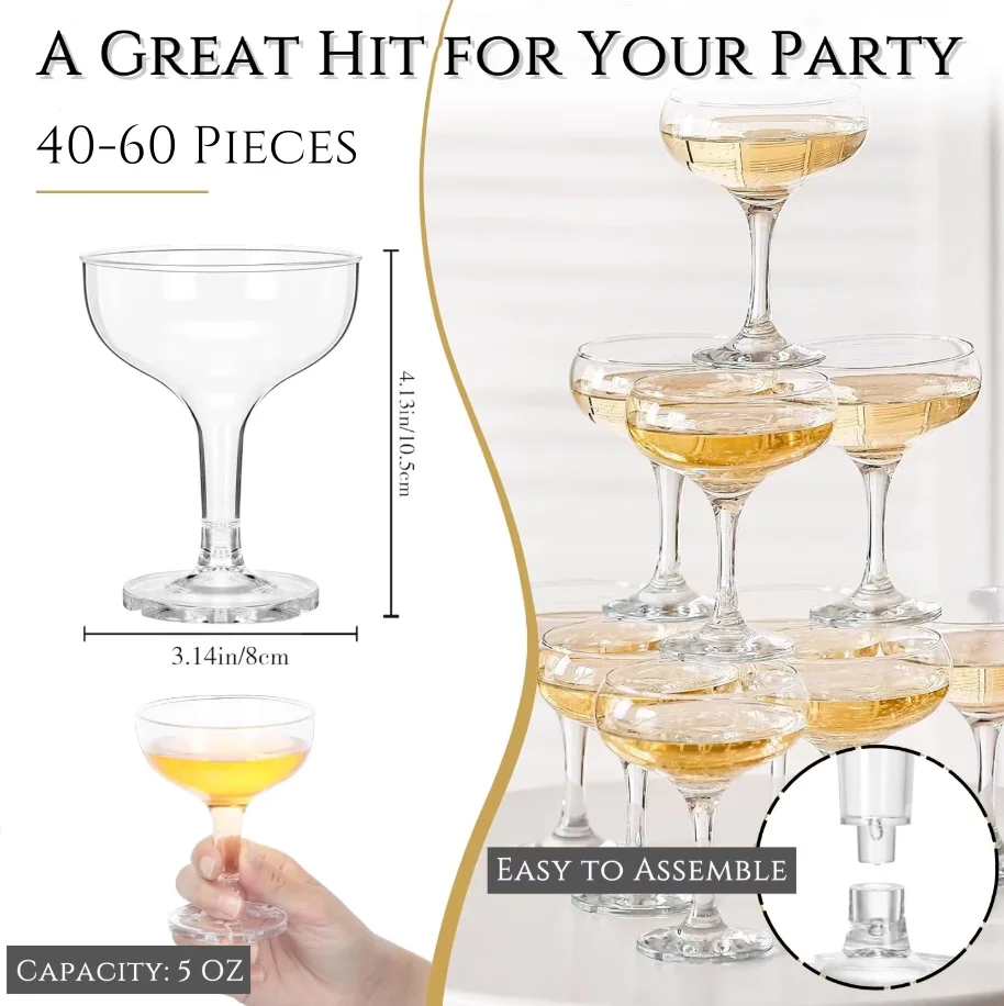20-60 Buah Gelas Coupe Sampany - Champagne Tower Set ulasan dan harga