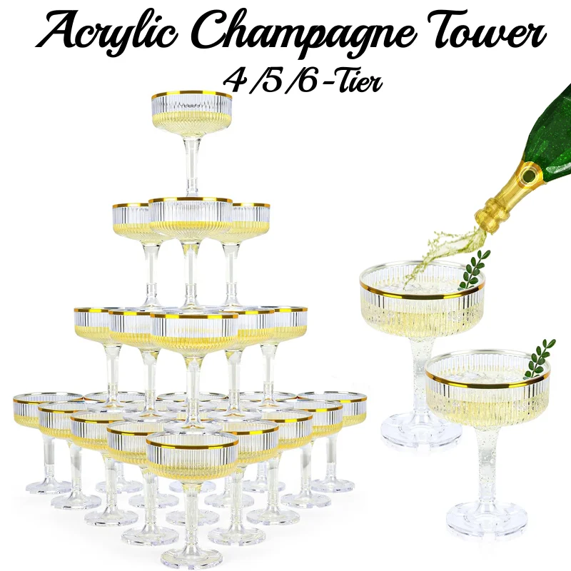 Menara Sampanye Akrilik 4-6 Ti - Champagne Tower Set ulasan dan harga