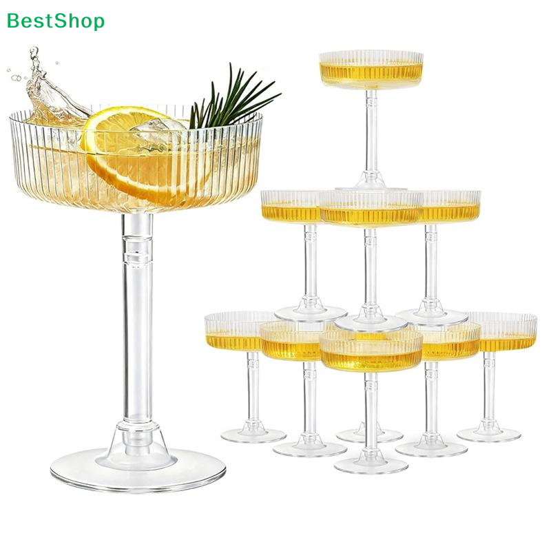 ☽ 10 Buah Gelas Martini Plasti - Champagne Tower Set ulasan dan harga