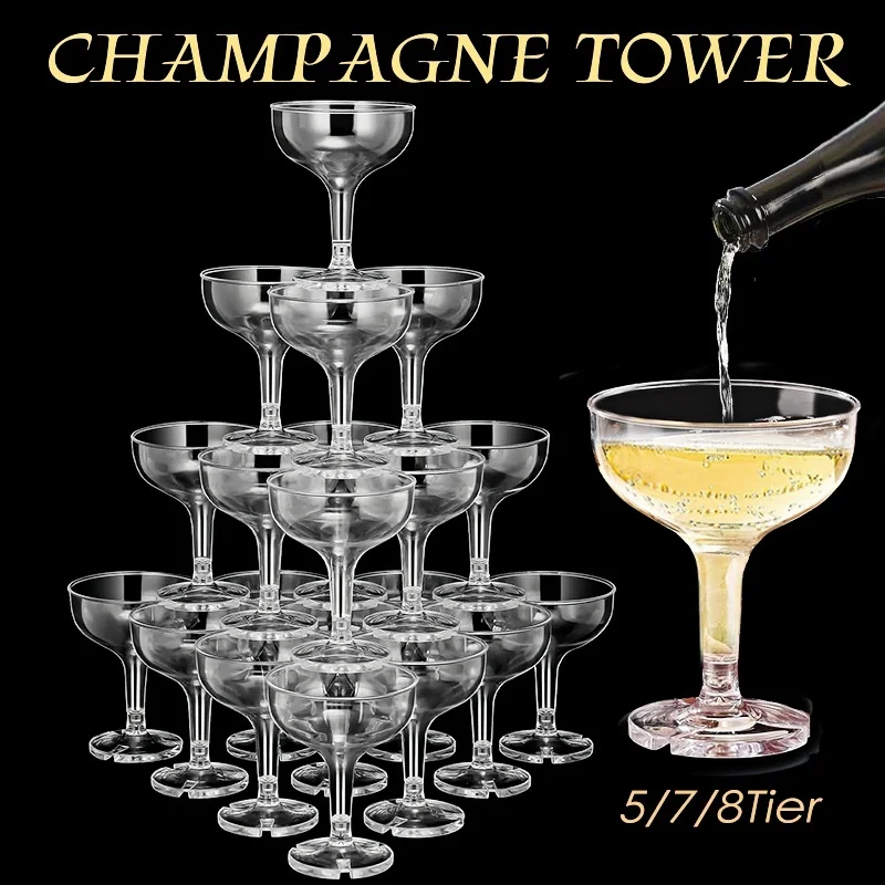 Gelas Menara Sampanye 5/7/8 Ti - Champagne Tower Set ulasan dan harga